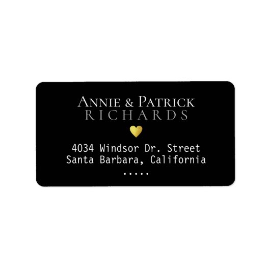 Étiquette mariage marié nom de famille amour adresse noire (Devant)