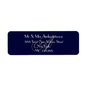 Étiquette Mariage Marine Blue Monogram RSVP Adresse de retou