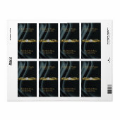 Étiquette Mariage Marquis Black Silk Gold Scroll (Feuille entière)