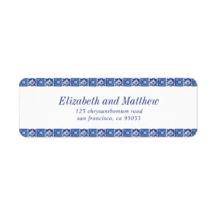 Étiquette Mariage méditerranéen bleu moderne Adresse de reto