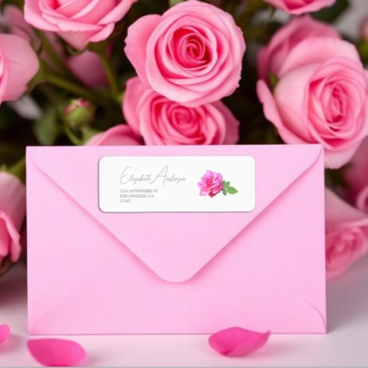 Étiquette Mariage Minimaliste Classique Rose Rose