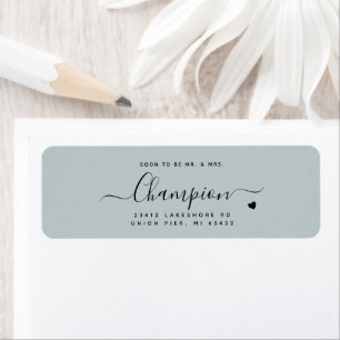 Étiquette Mariage Minimaliste Romantique Écriture Bleu Pouss