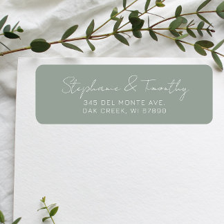 Étiquette Mariage Minimaliste Sage Green Adresse de retour