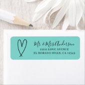 Étiquette Mariage Minimaliste Turquoise Moderne (En situation)