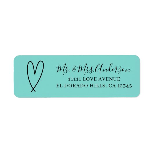 Étiquette Mariage Minimaliste Turquoise Moderne (Devant)