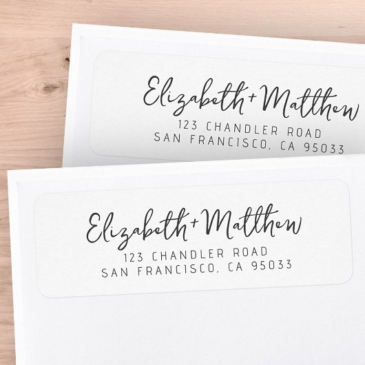 Étiquette Mariage Modern Script Élégant Chic Adresse de reto