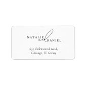 Étiquette Mariage moderne blanc classique chic (Devant)