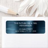 Étiquette Mariage Moderne Élégant avec Feuille de Métal Bleu (En situation)