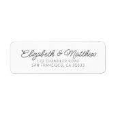 Étiquette Mariage Moderne Élégant Chic Script Retourner Adre (Devant)
