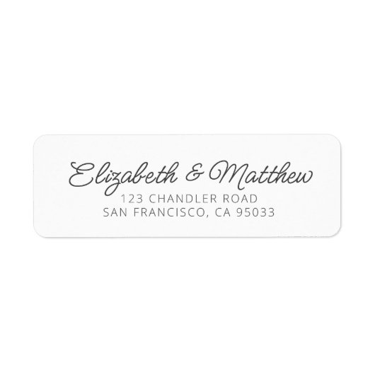 Étiquette Mariage Moderne Élégant Chic Script Retourner Adre (Devant)
