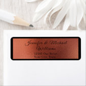 Étiquette Mariage moderne en cuivre et noir élégant (En situation)