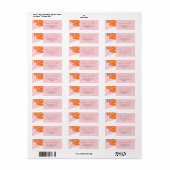 Étiquette Mariage moderne fleurs roses et orange (Feuille entière)