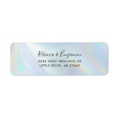 Étiquette Mariage moderne Holographie Script Adresse de reto (Devant)