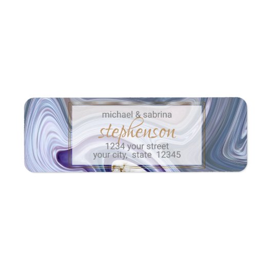 Étiquette Mariage moderne Marbleizé violet Rose Agate (Devant)