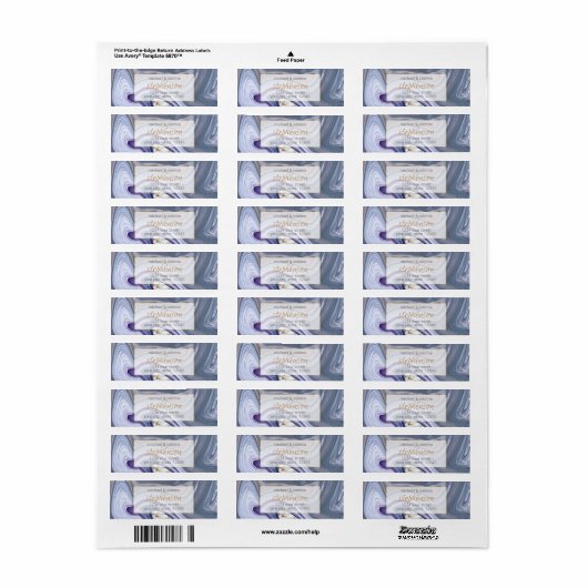 Étiquette Mariage moderne Marbleizé violet Rose Agate (Feuille entière)