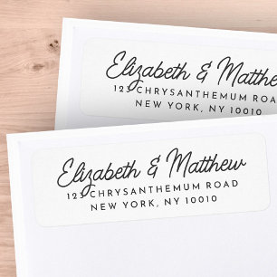Étiquette Mariage Moderne Minimaliste Simple Adresse de reto