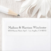 Étiquette Mariage moderne noir chic adresse de retour (En situation)