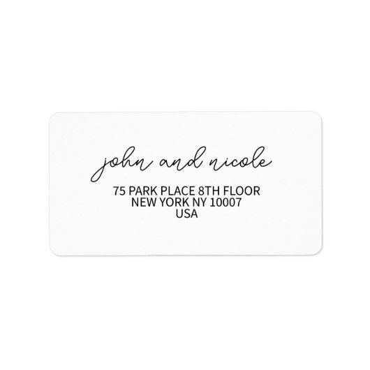 Étiquette Mariage Moderne Réchauffement Ménage Minimal Écono (Devant)