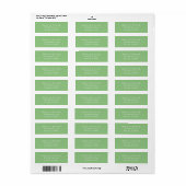 Étiquette Mariage Moderne Simple Élégant Vert & Blanc (Feuille entière)