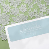 Étiquette Mariage Monogramme Citron Bleu Écriture Moderne