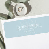 Étiquette Mariage Monogramme Citron Bleu Écriture Moderne