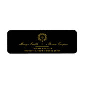 Étiquette Mariage Monogramme doré Adresse de retour (Devant)