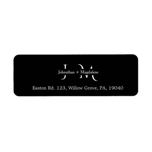 Étiquette Mariage Monogramme Minimaliste Noir & Blanc (Devant)