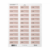 Étiquette Mariage monogramme rose clair Adresse de retour (Feuille entière)