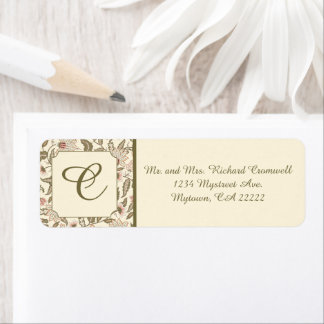 Étiquette Mariage Monogramme Rose Poussiéreuse Vert Sauge Vi
