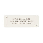Étiquette Mariage Monogramme Simple Ligne Brun Beige (Devant)