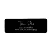 Étiquette Mariage noir et blanc Adresse de retour (Devant)