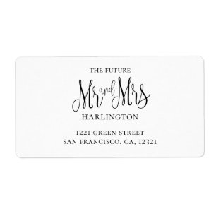 Étiquette Mariage noir et blanc. M. et Mme adresse moderne