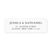Étiquette Mariage noir et blanc moderne Adresse de retour (Devant)