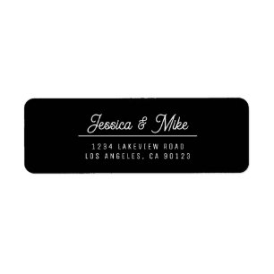 Étiquette Mariage noir et blanc rétromoderne Adresse de reto