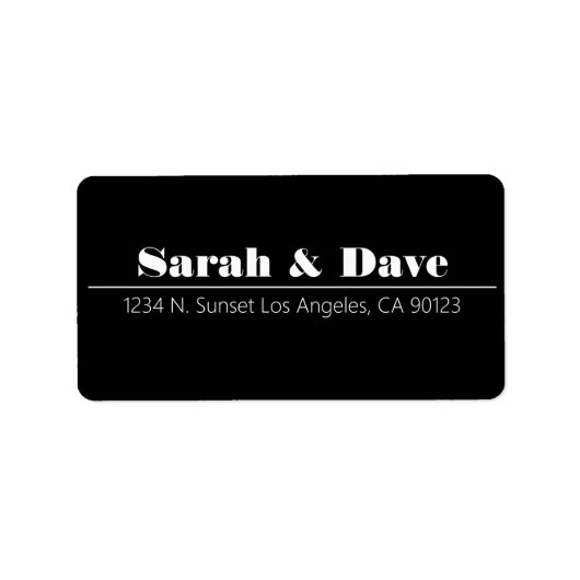 Étiquette Mariage noir et blanc rétromoderne Adresse de reto (Devant)