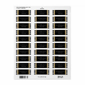 Étiquette Mariage noir et blanc Stripes Adresse de retour (Feuille entière)