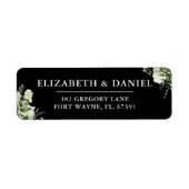 Étiquette Mariage noir et blanc vert Adresse de retour (Devant)