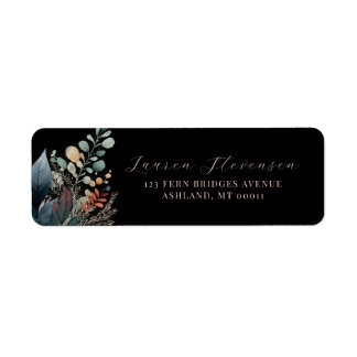 Étiquette Mariage noir floral élégant