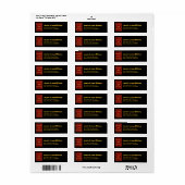 Étiquette Mariage noir rouge or (Feuille entière)