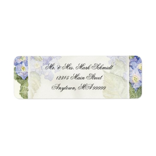 Étiquette Mariage officiel bleu Hydrangea Bracket Floral (Devant)
