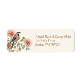 Étiquette Mariage Oiseau dans les Fleurs (Devant)