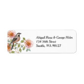 Étiquette Mariage Oiseau dans les Fleurs (Devant)