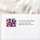 Étiquette Mariage Oiseaux et Fleurs Folk Éclectique et Vif (En situation)