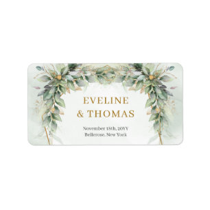 Étiquette Mariage opulent chic verdure feuillage doré