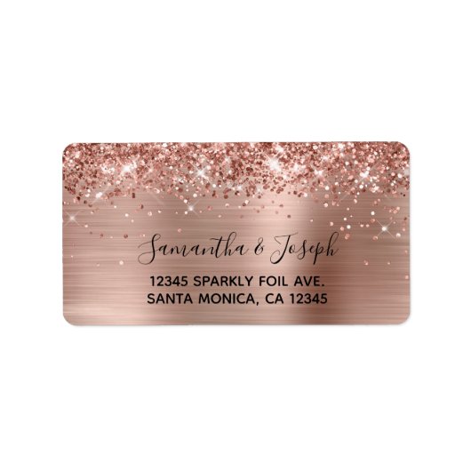 Étiquette Mariage or Rose brillant brillant (Devant)