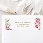 Étiquette Mariage or rose floral (En situation)