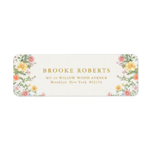 Étiquette Mariage Orné de Pâtes de Printemps en Or
