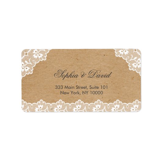 Étiquette Mariage papier en dentelle vintage (Devant)