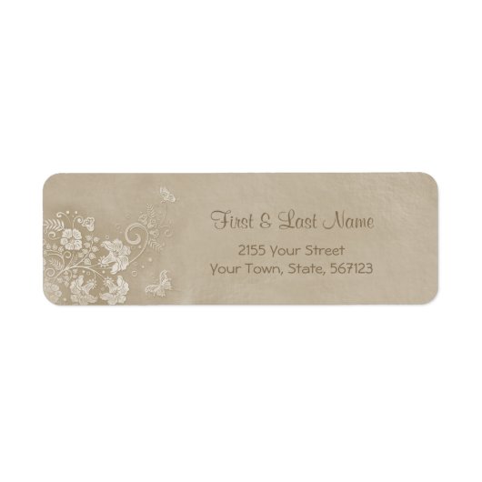 Étiquette Mariage papillon de dentelle florale (Devant)