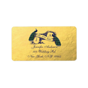 Étiquette Mariage Peacock Or RSVP